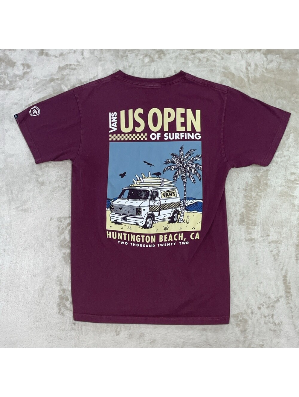 VANS US Open of Surfing 2022 Huntington CA Burgundy T Shirt Mens Size S